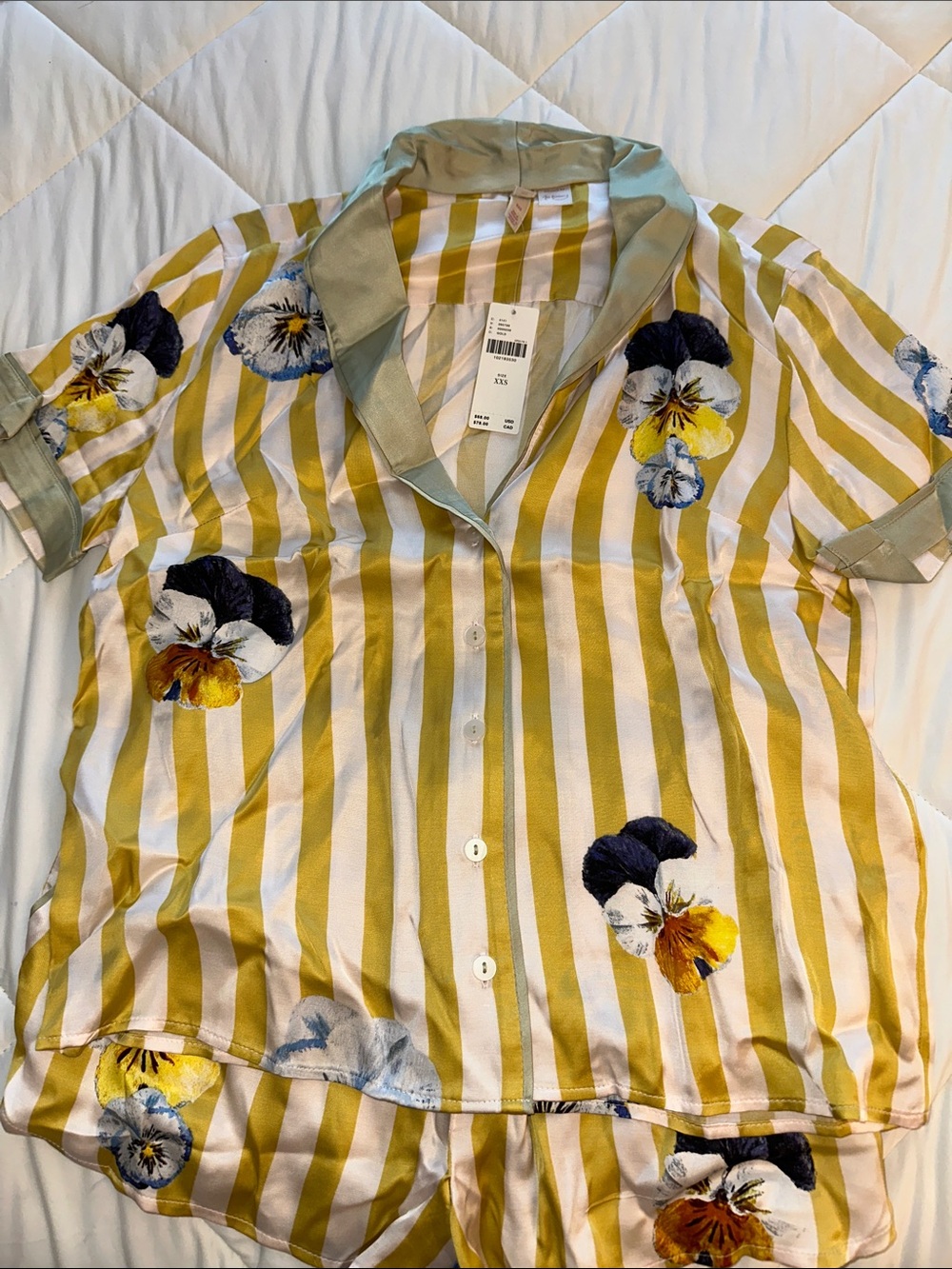Lyrebird by Anthropologie silky 2 piece pajama set-gold - Picture 3 of 5